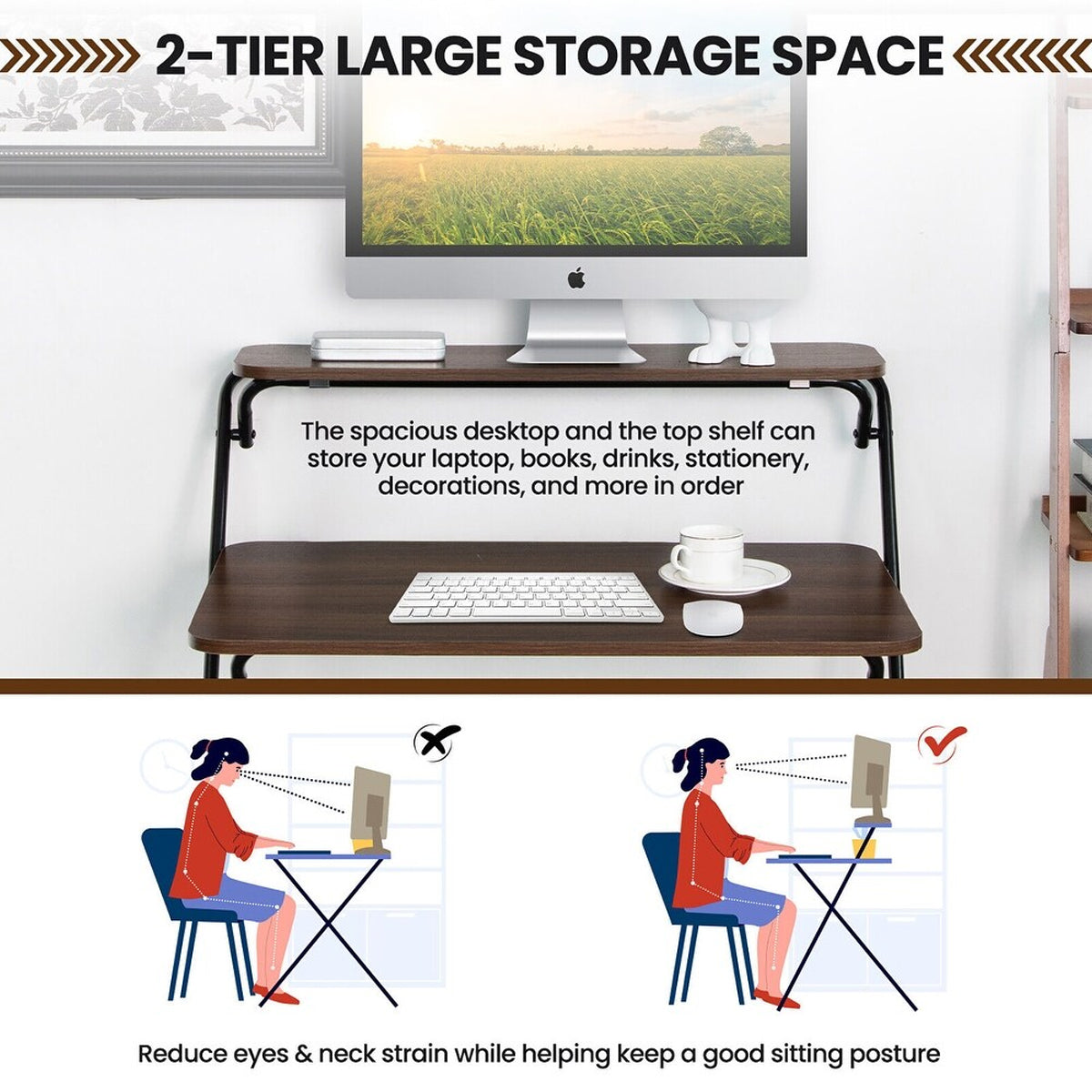 Portable Folding Desk Table X-Shaped Home Office