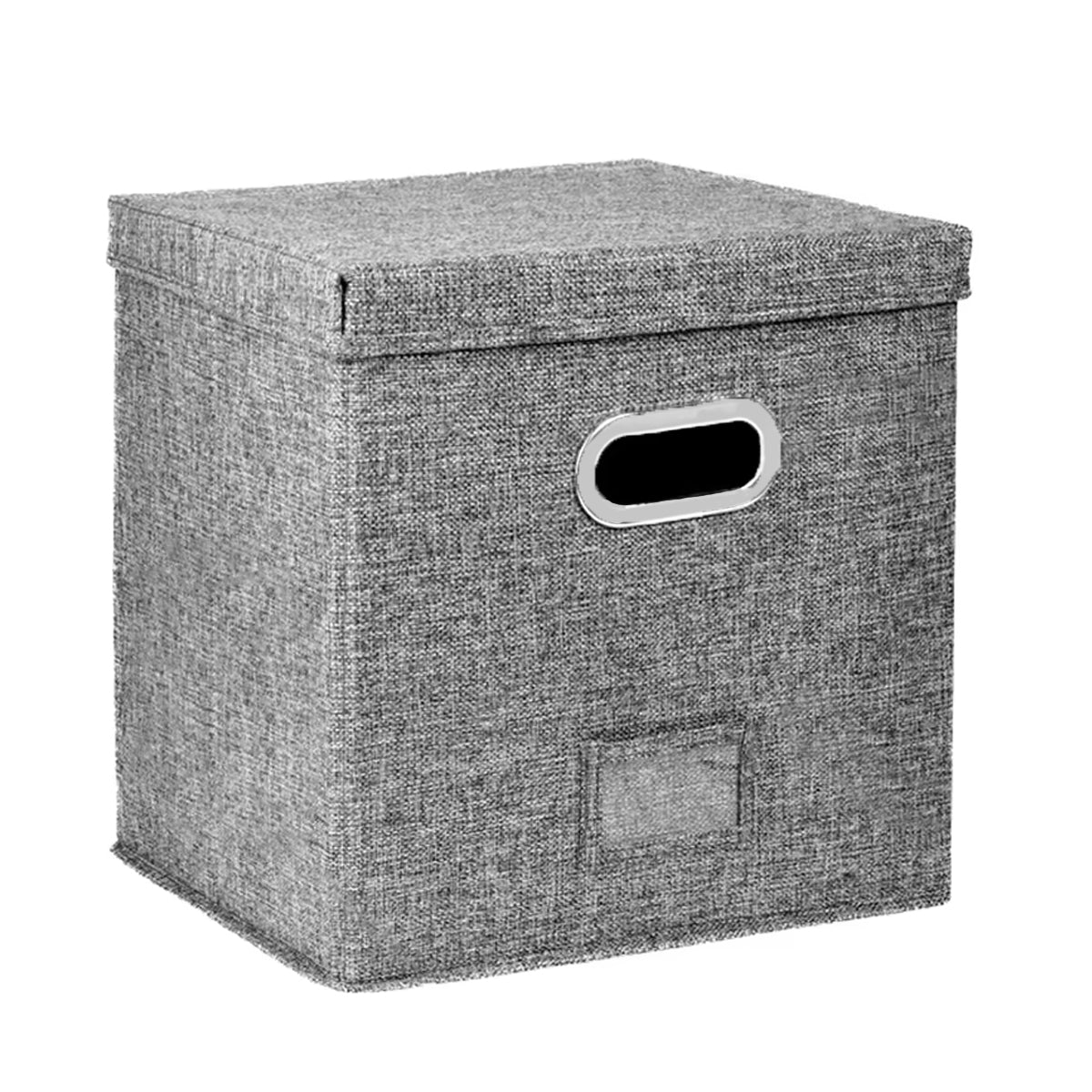 Linen Fabric Vinyl Record Storage Box with Lid