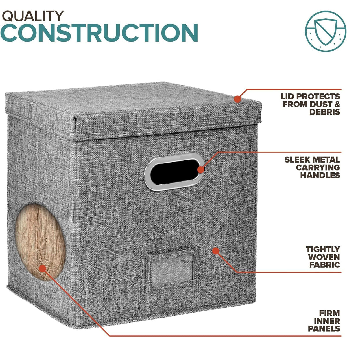 Linen Fabric Vinyl Record Storage Box with Lid