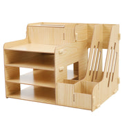 Wooden Desktop File Storage Organizer with Shelves