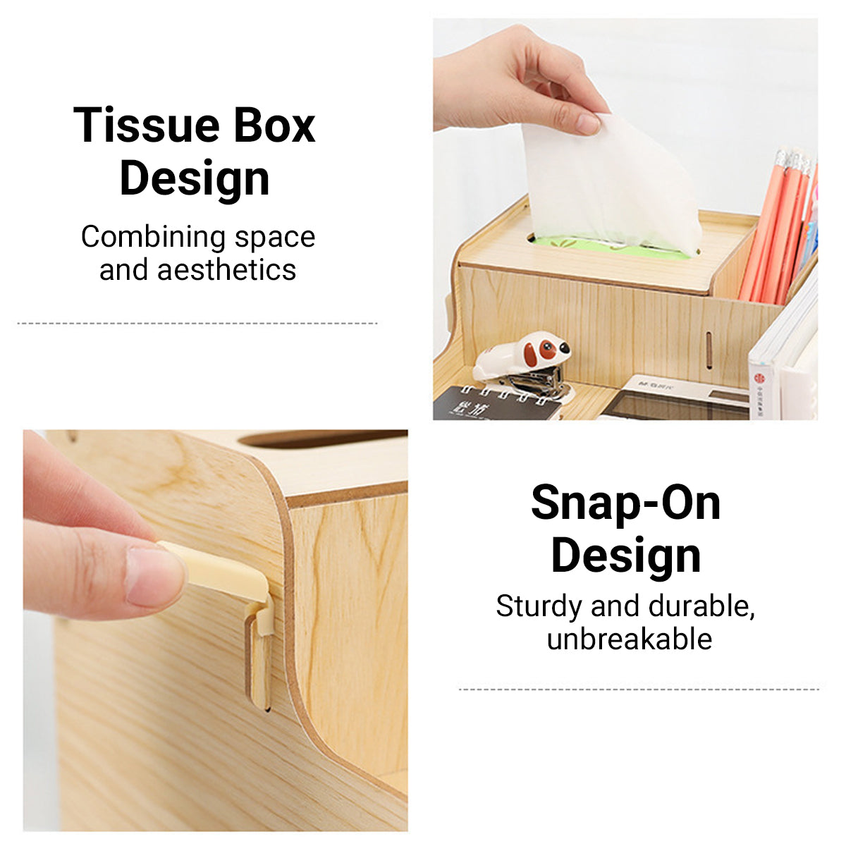 Wooden Desktop File Storage Organizer with Shelves