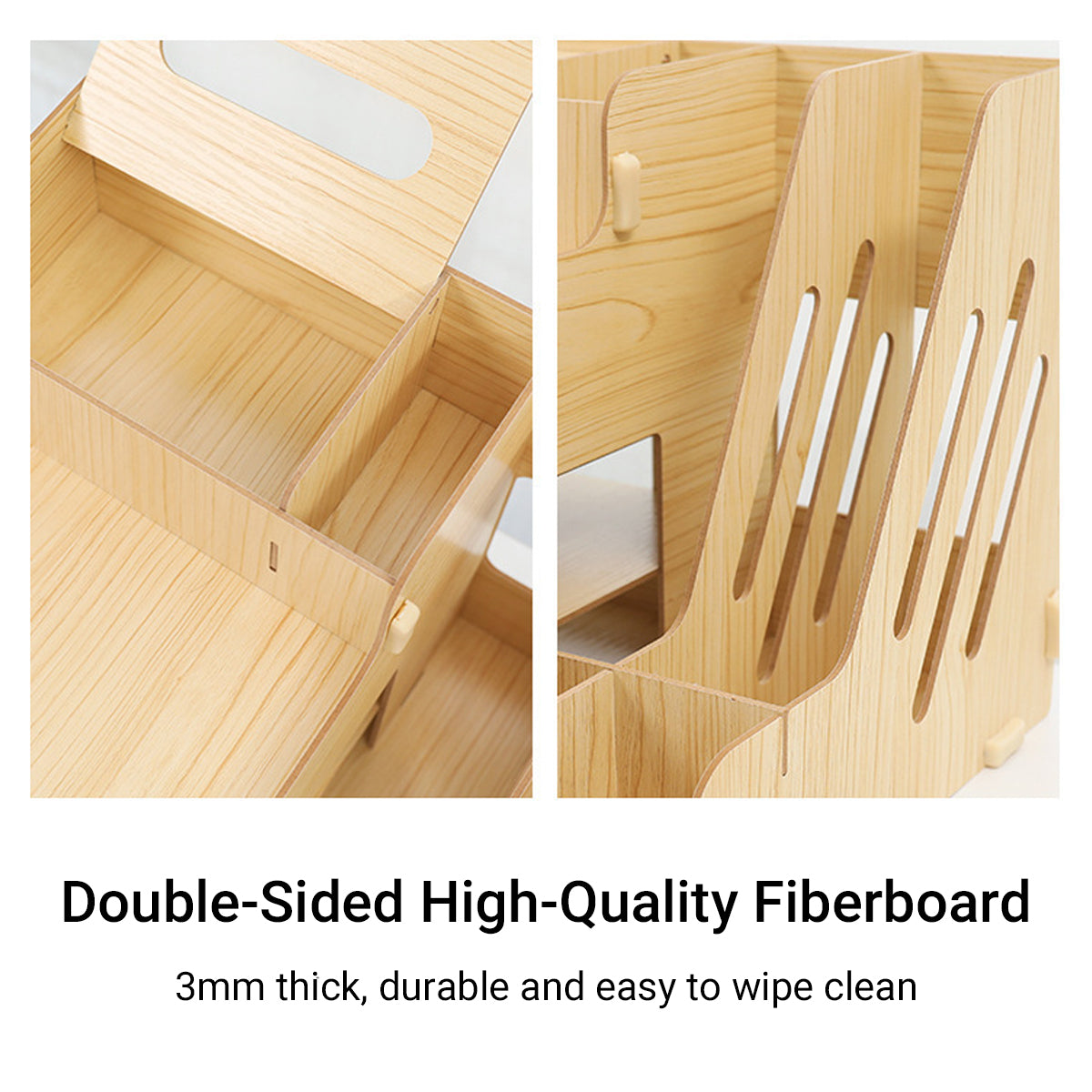 Wooden Desktop File Storage Organizer with Shelves