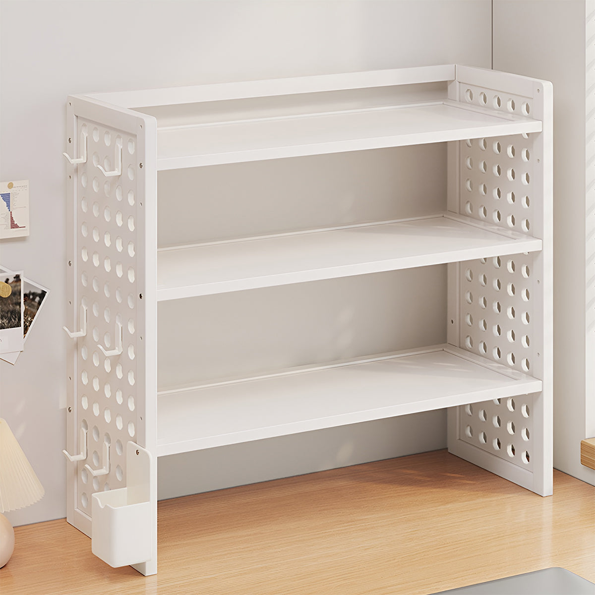 3-Tier Desktop Organizer Shelf Bamboo Adjustable Bookshelf