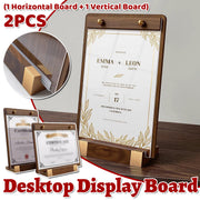 2 Pcs A4 Walnut Acrylic Desktop Display Stand