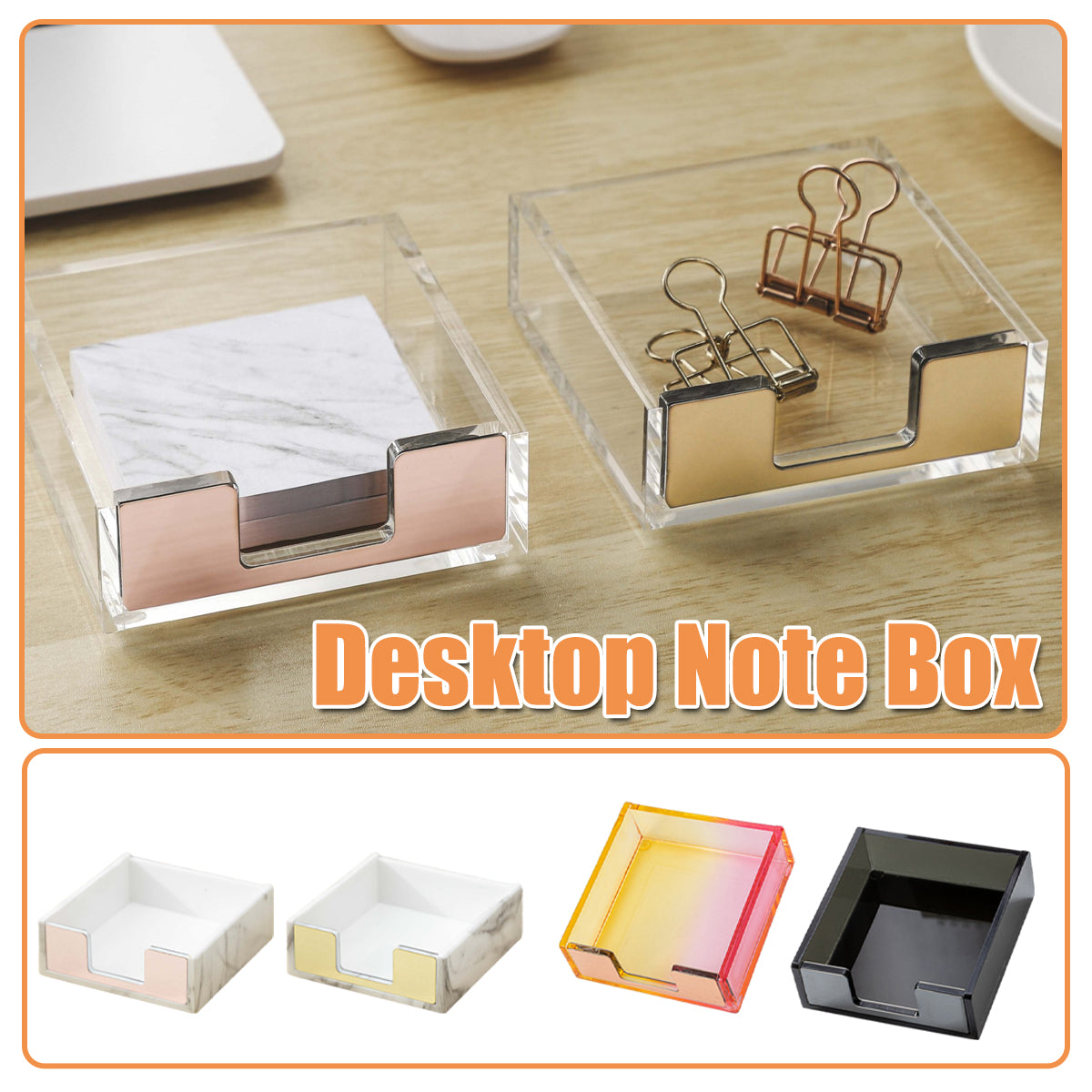 Large Desktop Sticky Note Box Organiser Acrylic Storage Holder