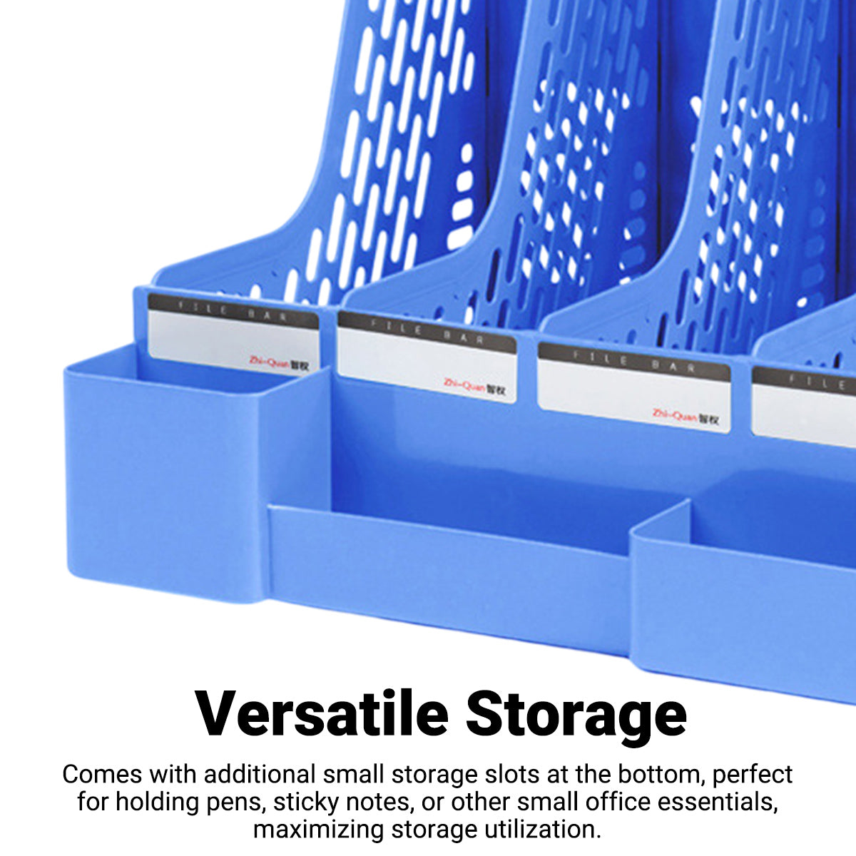 4-Section Plastic File Organizer with Hollow Ventilation