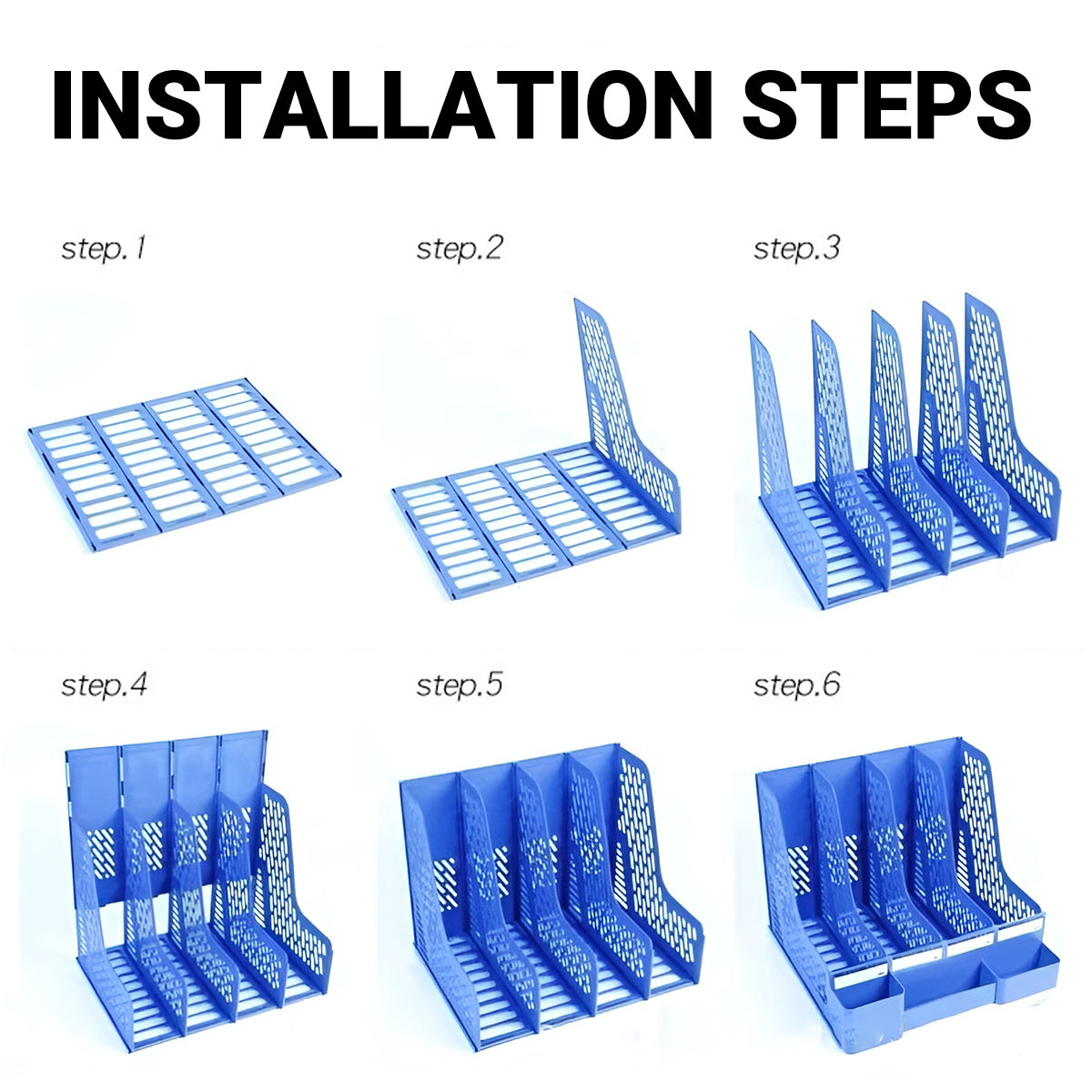 4-Section Plastic File Organizer with Hollow Ventilation
