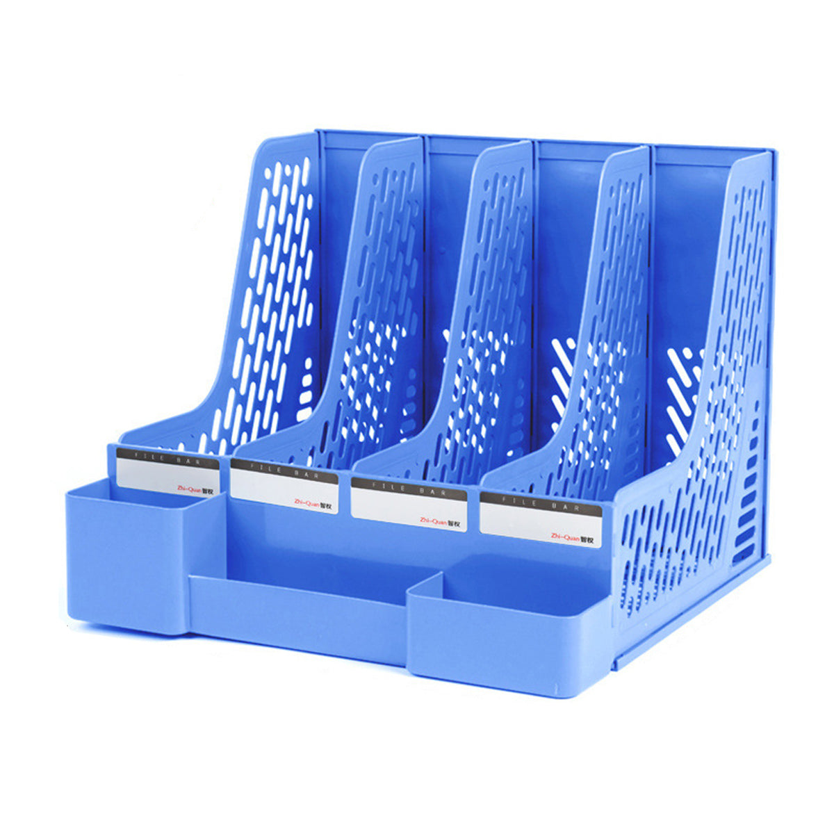 4-Section Plastic File Organizer with Hollow Ventilation