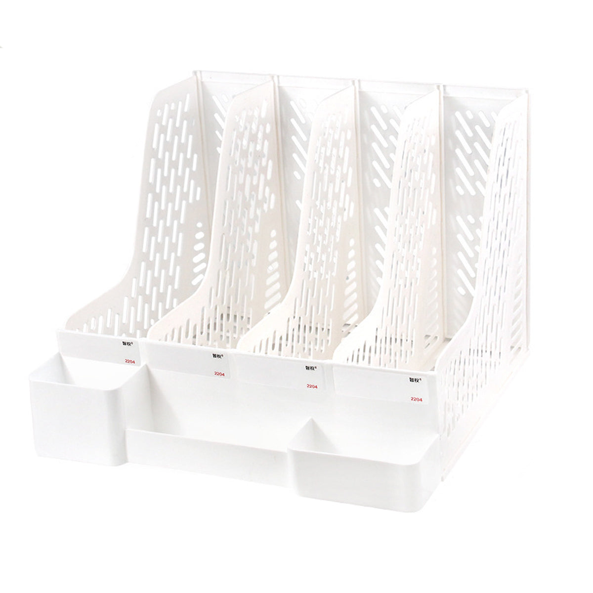 4-Section Plastic File Organizer with Hollow Ventilation