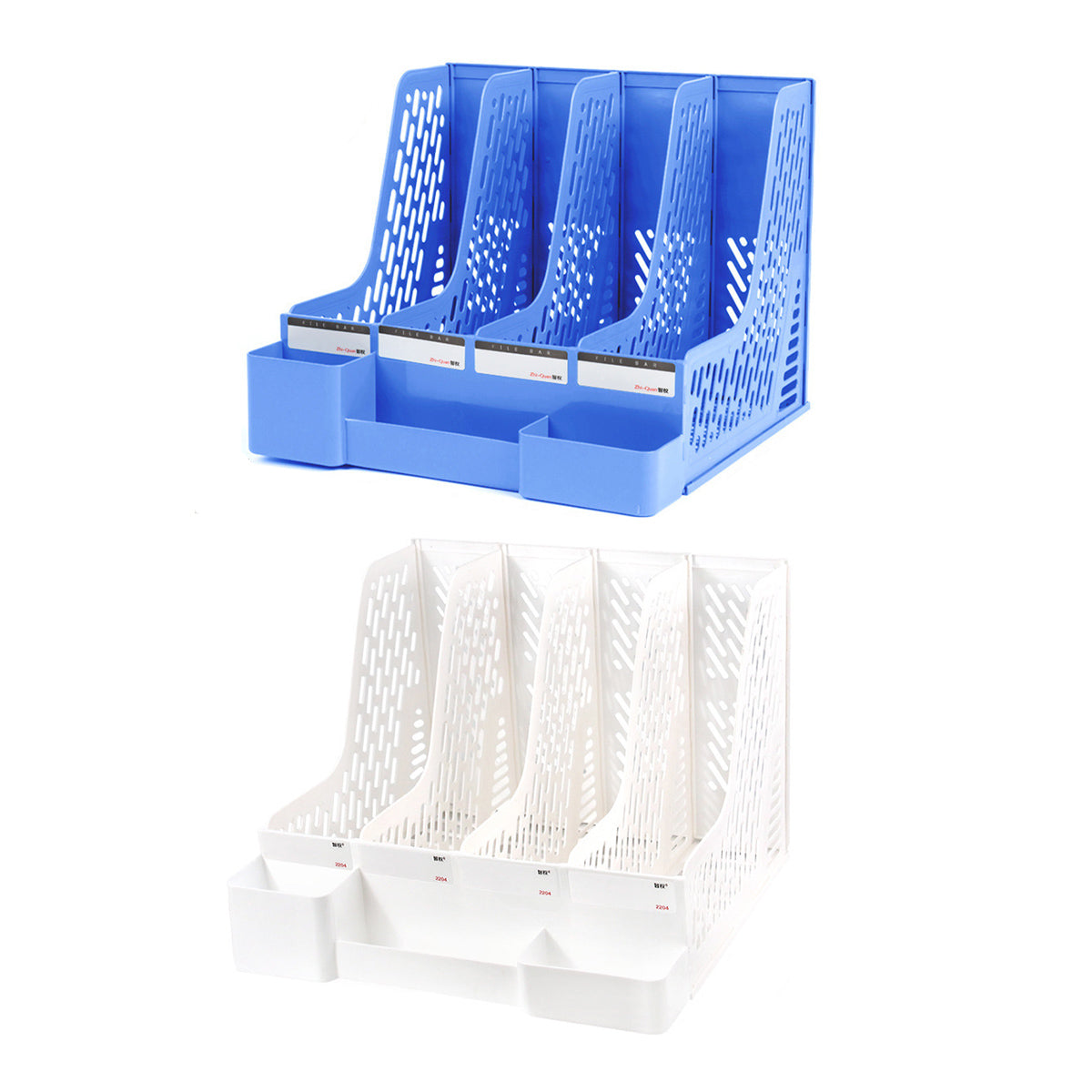 4-Section Plastic File Organizer with Hollow Ventilation and Bottom ...