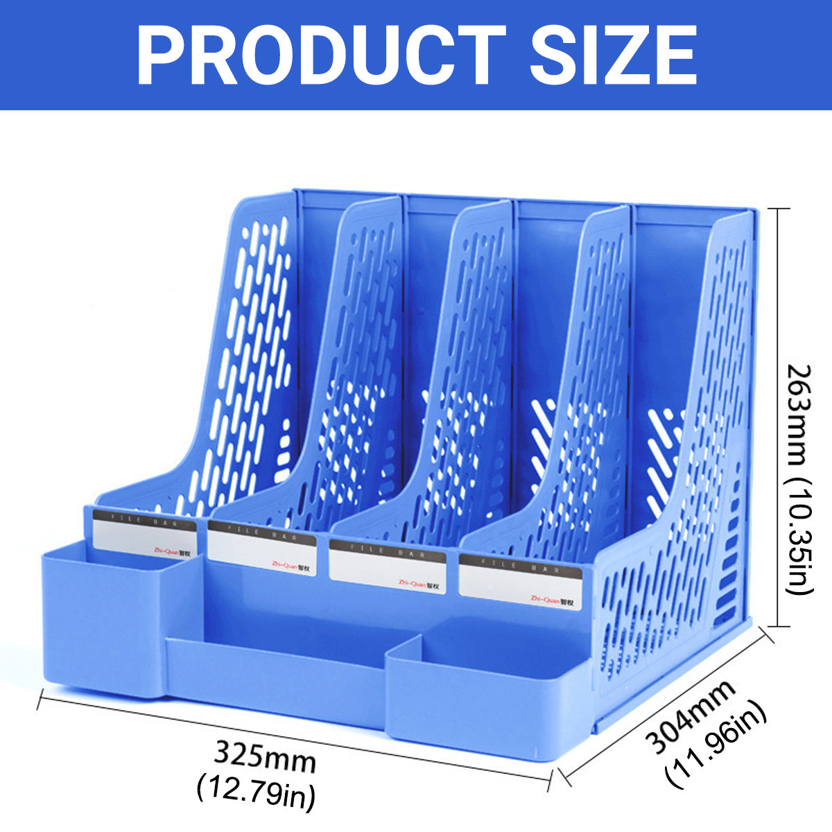 4-Section Plastic File Organizer with Hollow Ventilation