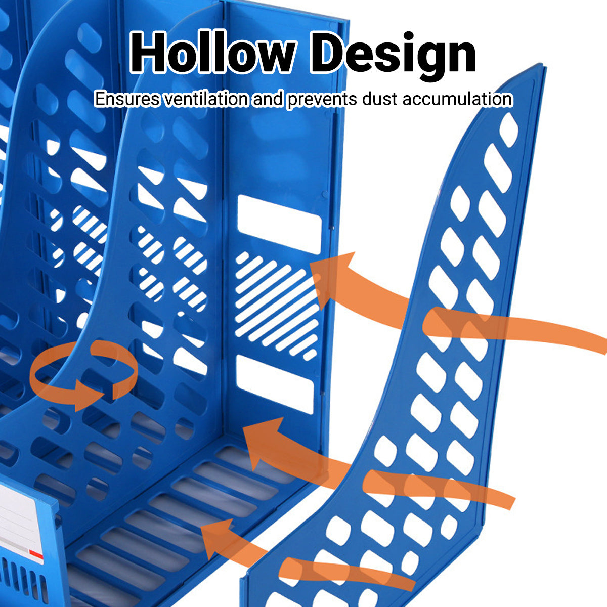 4-Section Plastic File Organizer with Hollow Ventilation