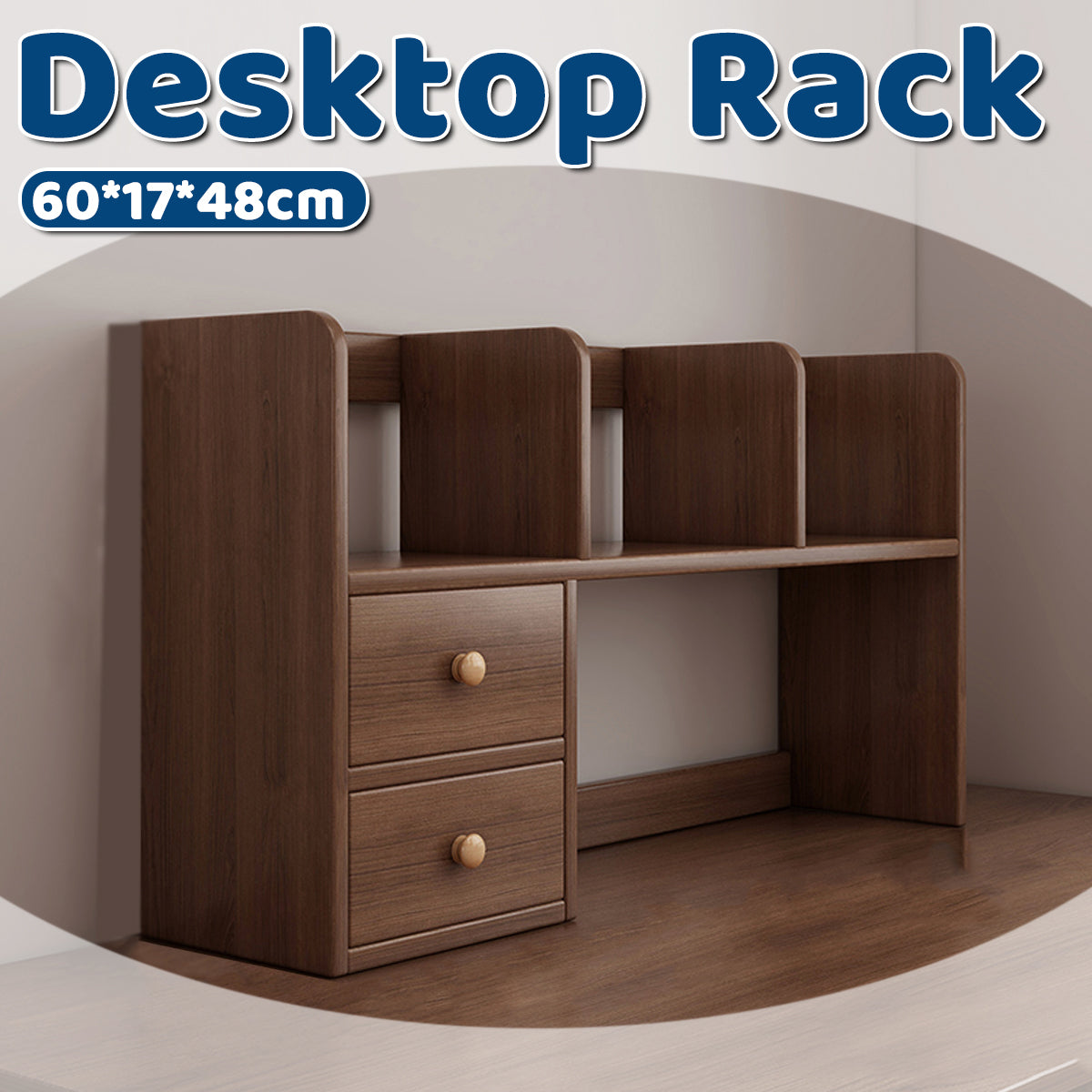 Solid Wood Desktop Shelf Two Tiers for Books Files