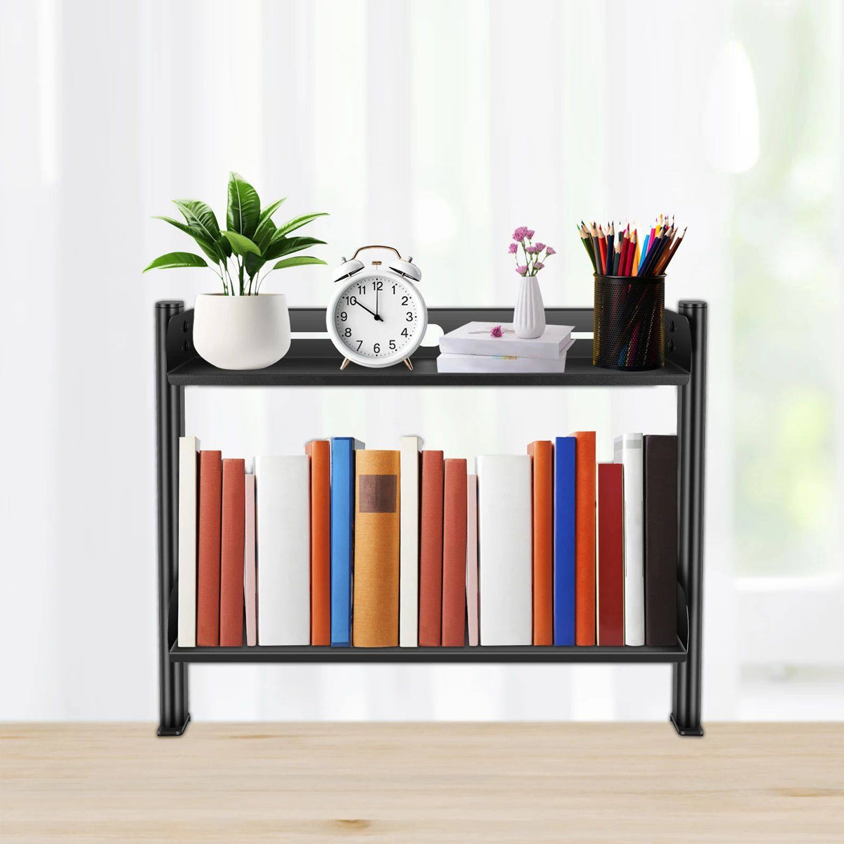 Under-Desk Clamp 2-Tier Metal Storage Rack