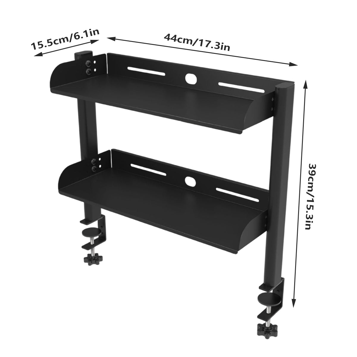 Under-Desk Clamp 2-Tier Metal Storage Rack