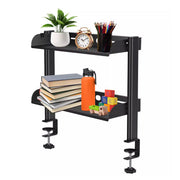 Under-Desk Clamp 2-Tier Metal Storage Rack