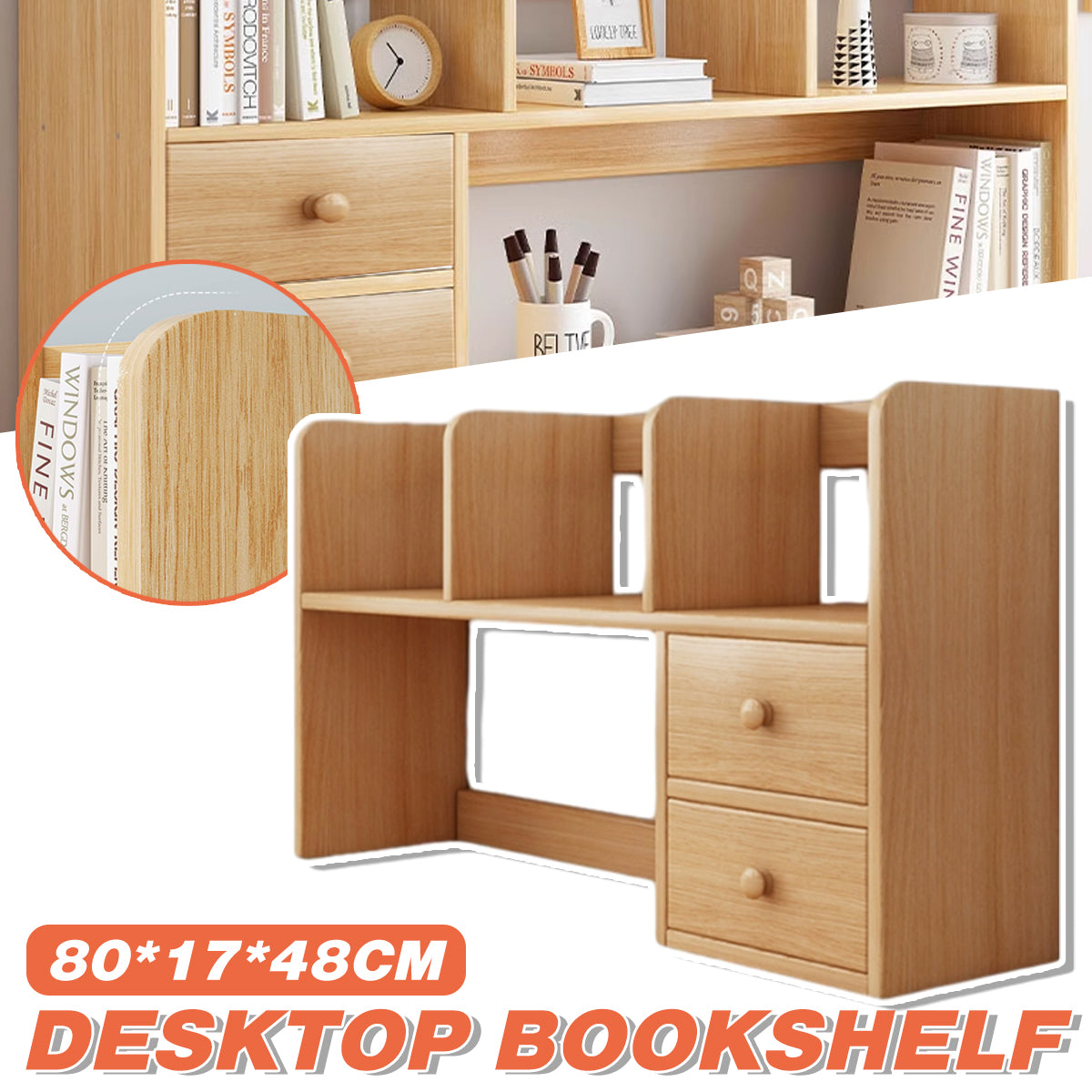 Desktop Bookshelf Organizer Bookcase Rack for Home Office Use