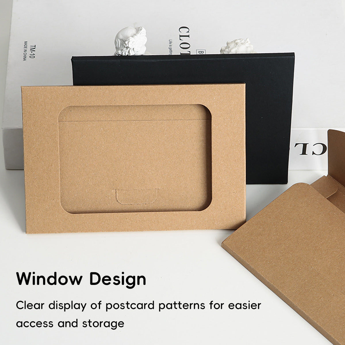 100pcs Windowed Cardboard Postcard Mailing Boxes