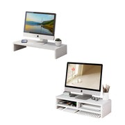 Monitor Riser Stand with Storage in Two Sizes White