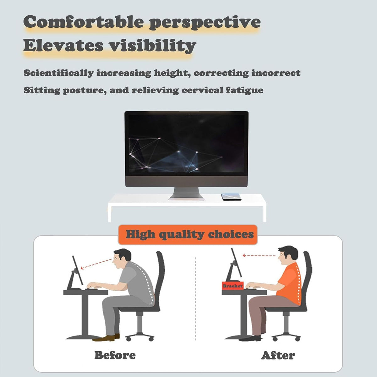 Monitor Riser Stand with Storage in Two Sizes White