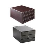 3-Drawer Leather Desk Organiser for A4 Files