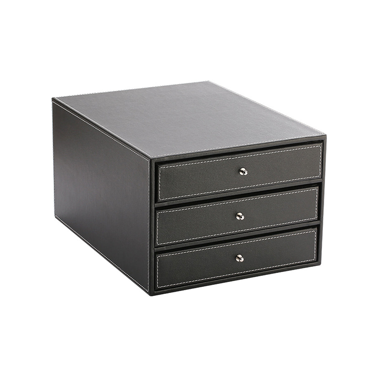 3-Drawer Leather Desk Organiser for A4 Files