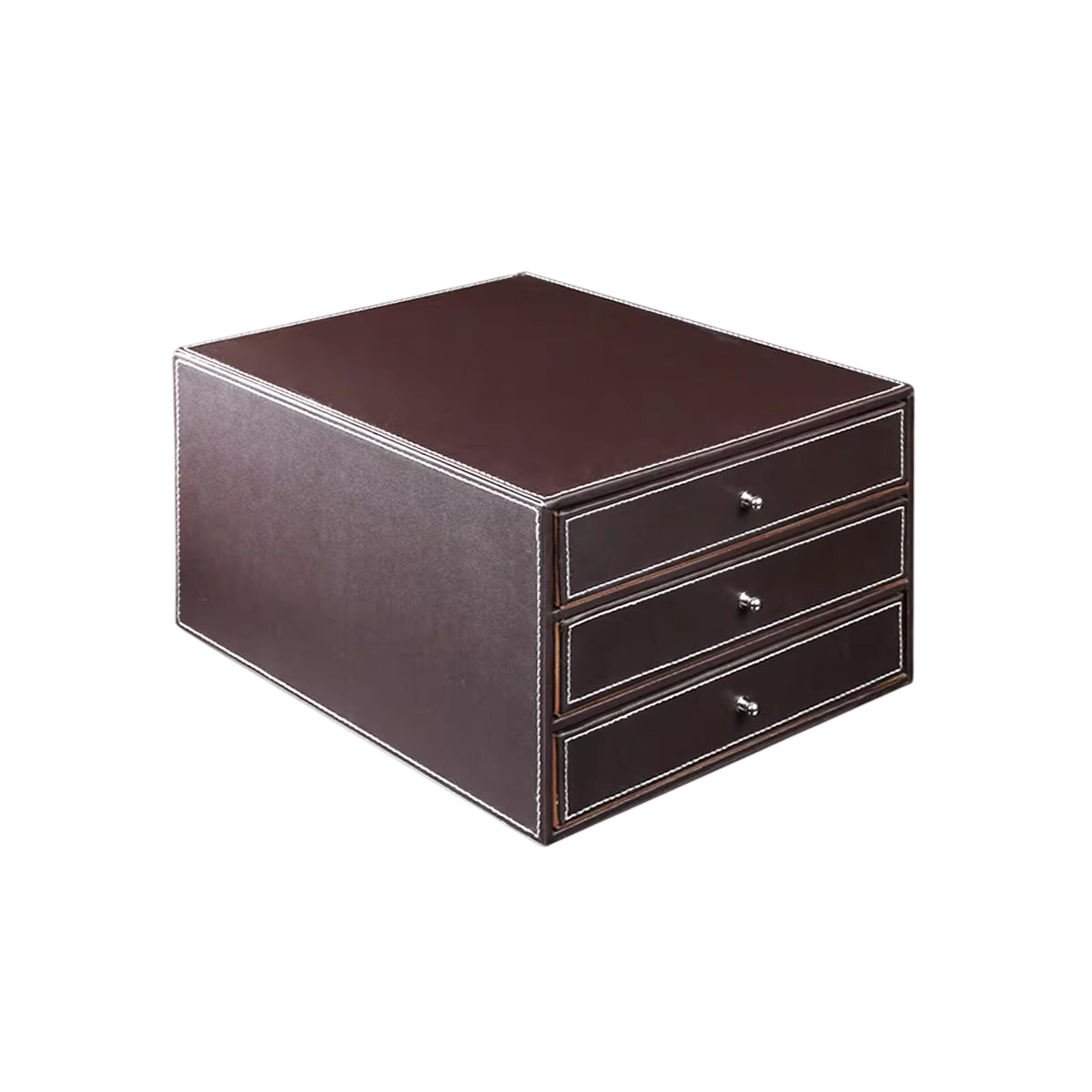 3-Drawer Leather Desk Organiser for A4 Files