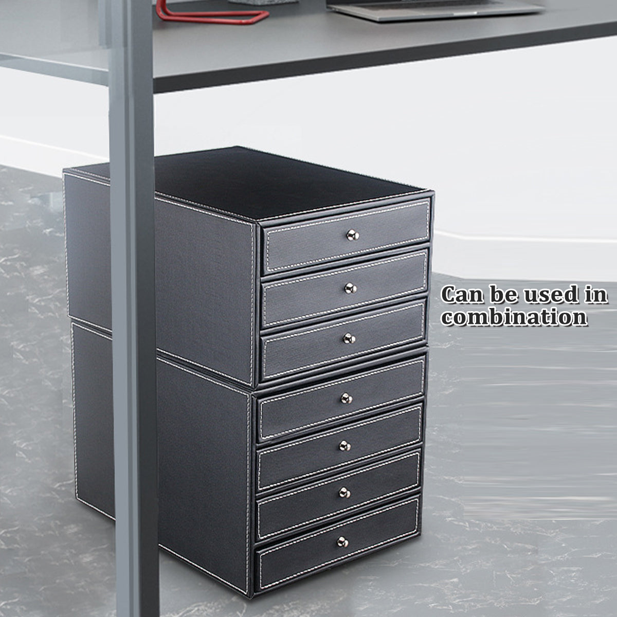 3-Drawer Leather Desk Organiser for A4 Files