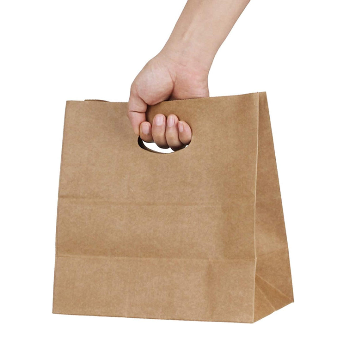 50pcs Kraft Paper Tote Bags with Die-Cut Handles