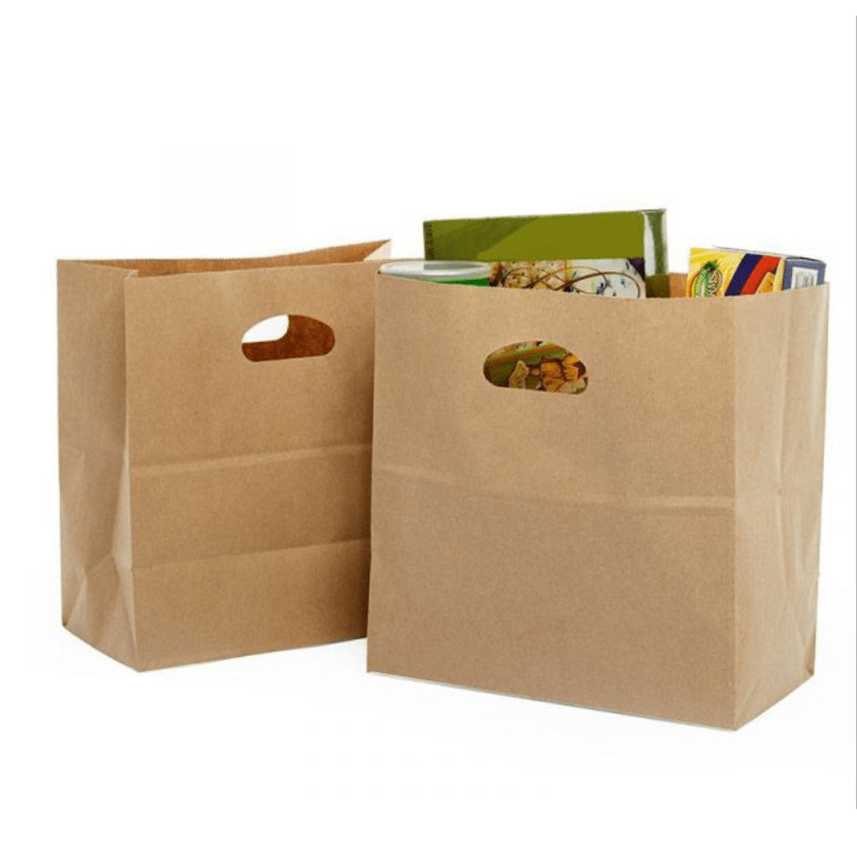 50pcs Kraft Paper Tote Bags with Die-Cut Handles