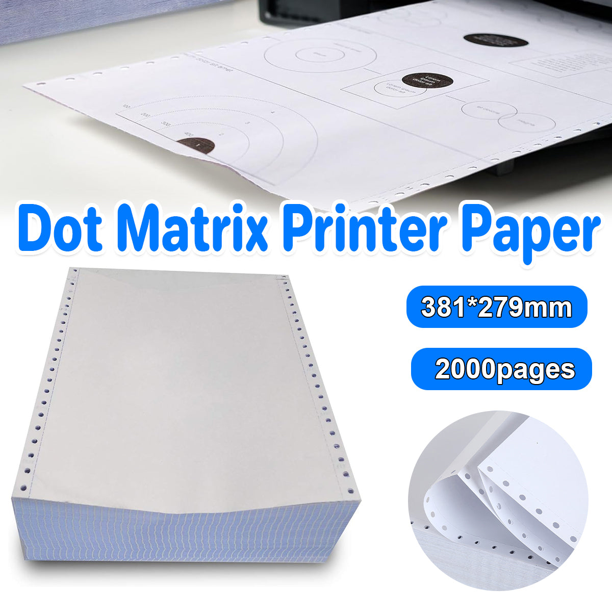 2000 Pages Dot Matrix Printer Paper 381x279mm