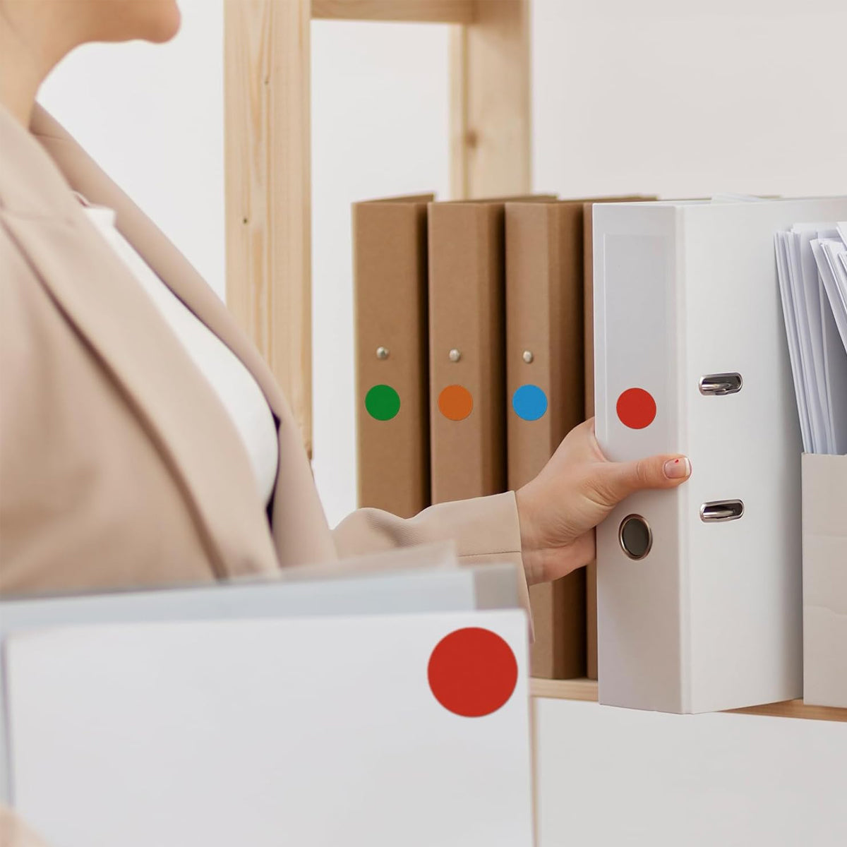 8 Rolls Coloured Polka Dot Round Labels Strong Adhesive Set