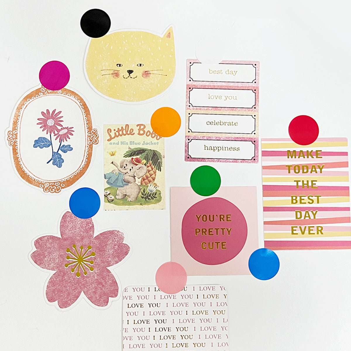 8 Rolls Coloured Polka Dot Round Labels Strong Adhesive Set