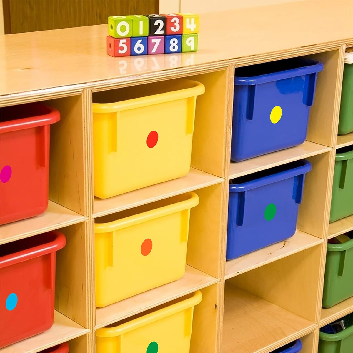 8 Rolls Coloured Polka Dot Round Labels Strong Adhesive Set