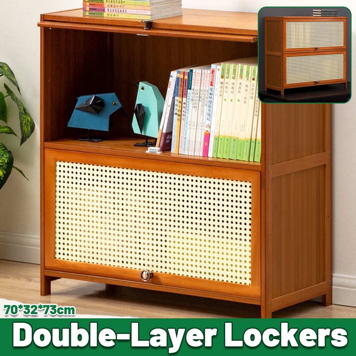 Floor-Standing Storage Cabinet with Ventilated Flip Doors 70×32×73cm