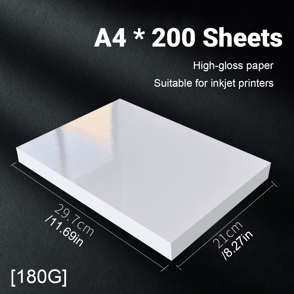 200 Sheets A4 High Gloss Inkjet Paper 180gsm