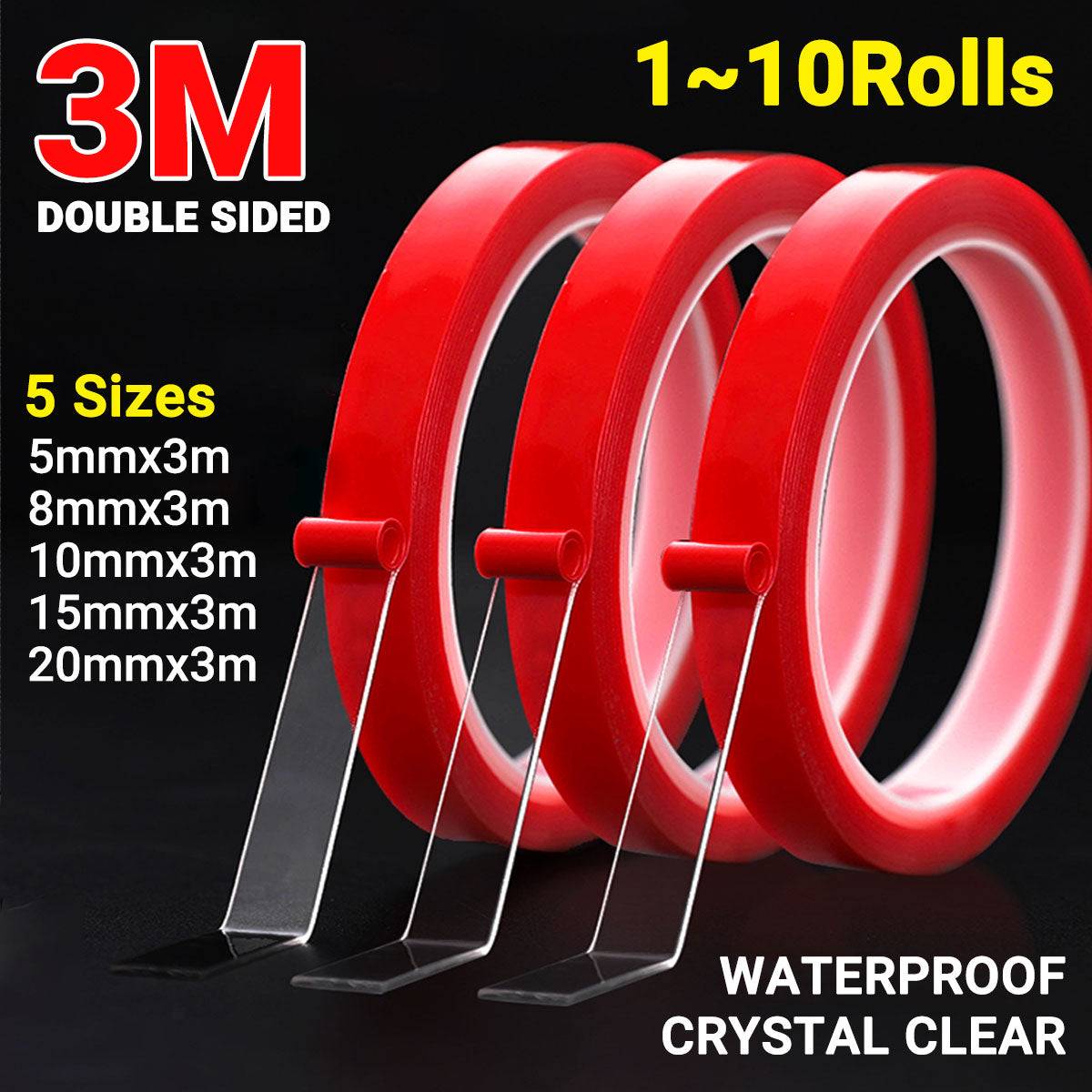 Clear Acrylic Double-Sided Mounting Tape Strong Gel 3m