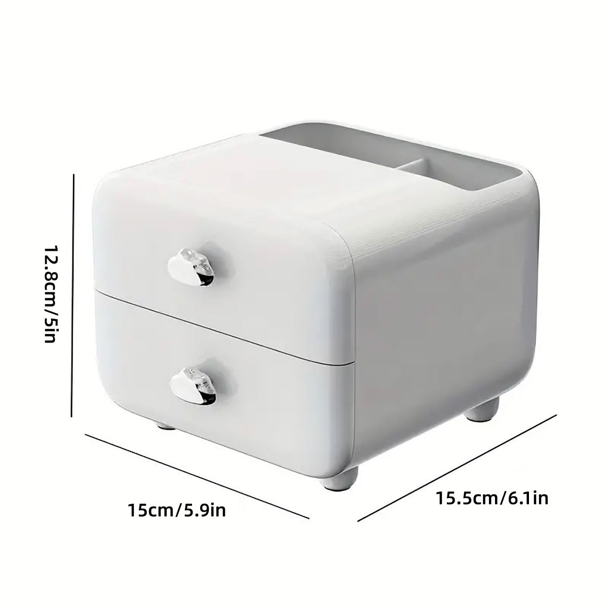 Desktop Organiser with Two Drawers and Top Compartment Plastic