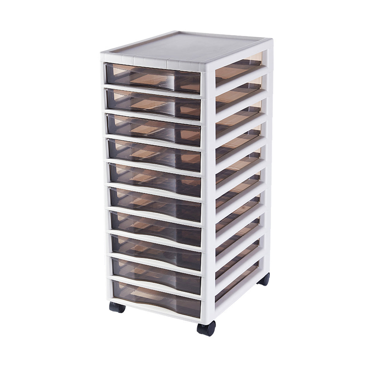 Multi-Tier Transparent File Cabinet with Wheels