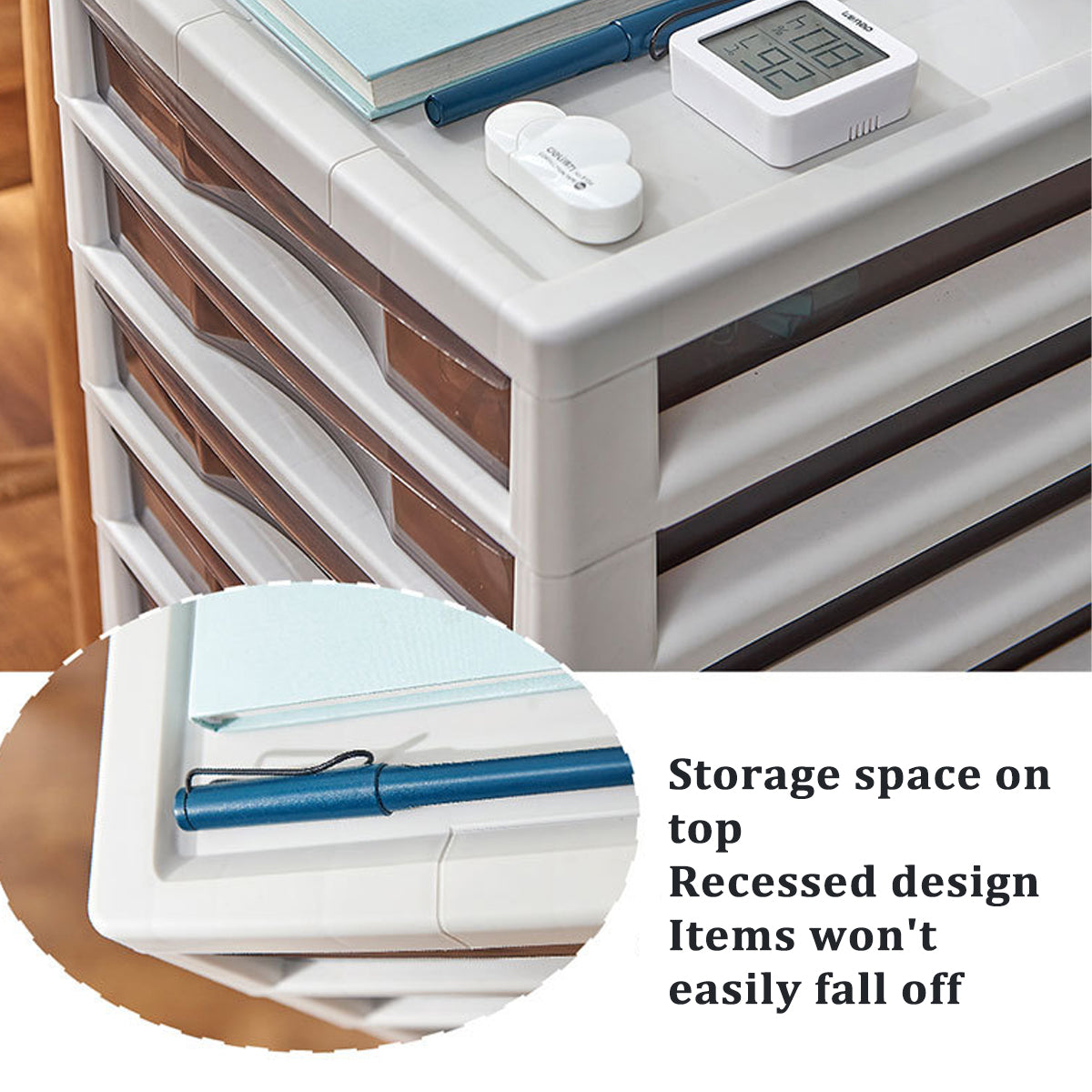 Multi-Tier Transparent File Cabinet with Wheels