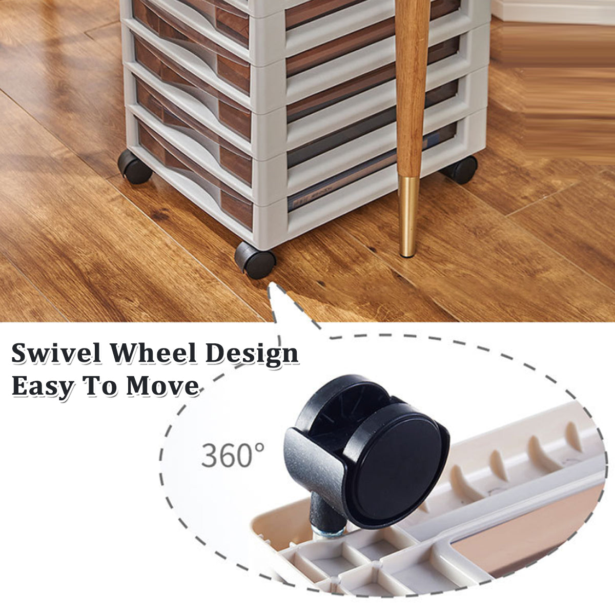 Multi-Tier Transparent File Cabinet with Wheels