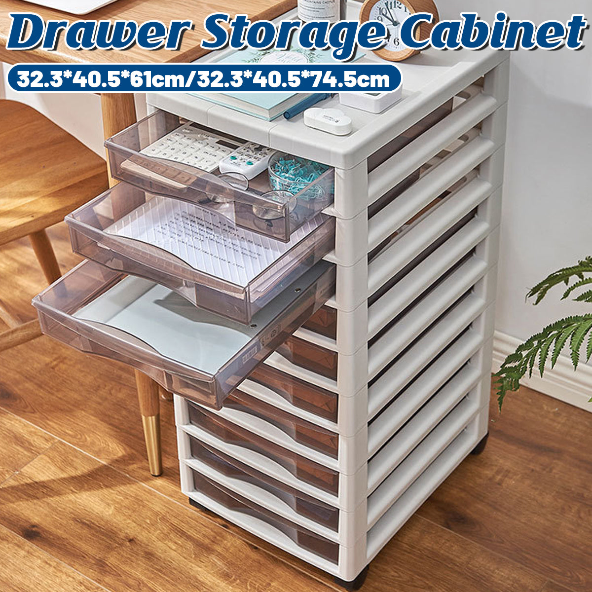 Multi-Tier Transparent File Cabinet with Wheels