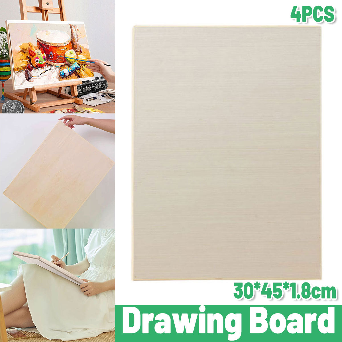 4 Pcs Wooden Drawing Board Set 30×45cm Hollow Poplar