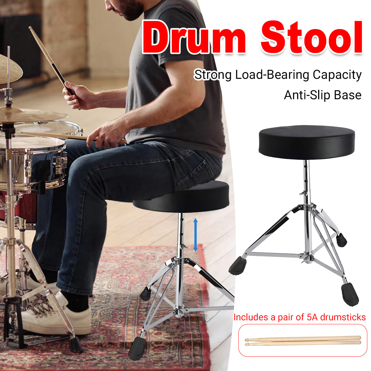 Adjustable Drum Throne Thickened Seat for Kids