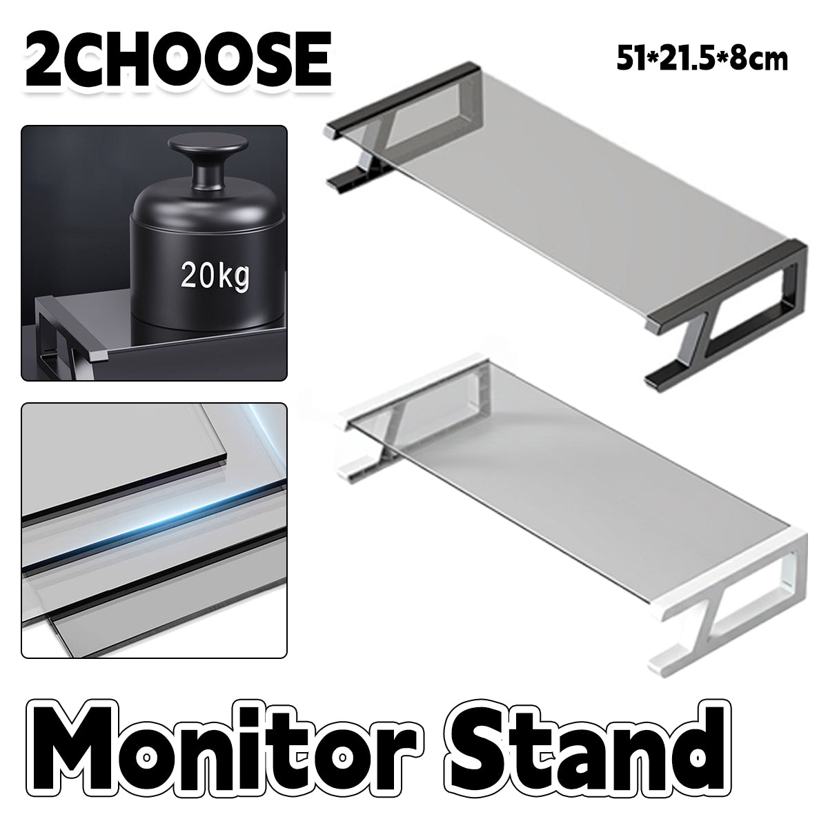 Monitor Stand Riser with Tempered Glass