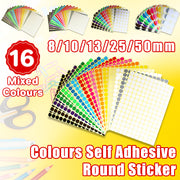 16 Sheets Round Dot Stickers Mixed Colours Self Adhesive
