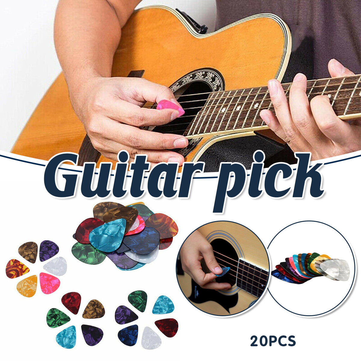 20 Pcs Celluloid Guitar Picks Thin 0.46mm Multicolor