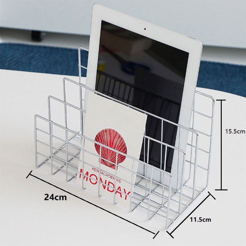 Three Layer Iron Document Organiser Rack Space Saving Silver Finish