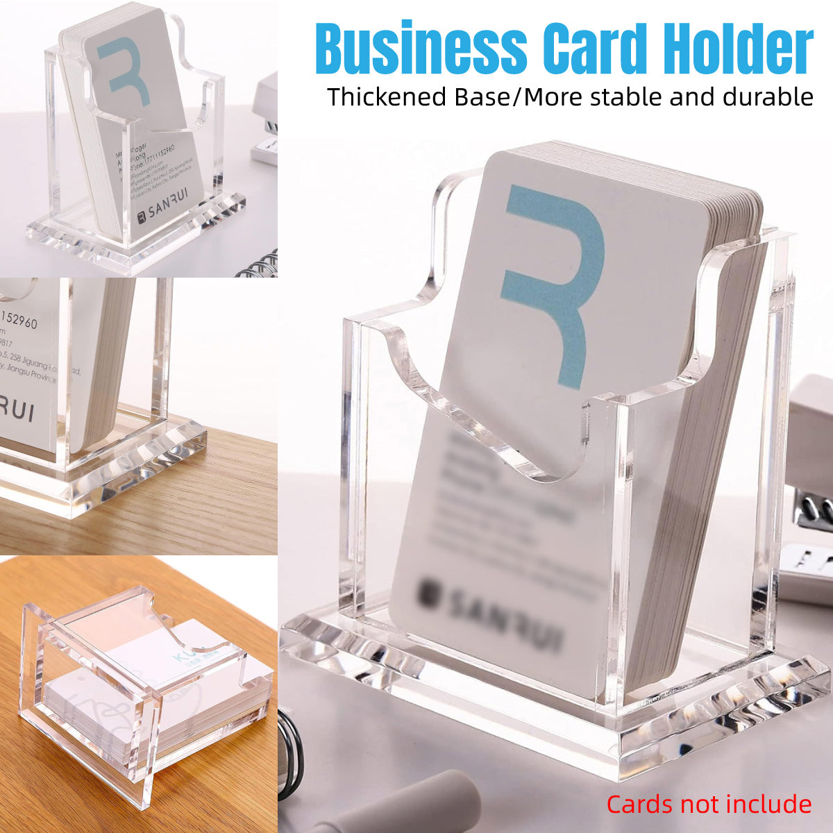 Clear Acrylic Business Card Holder with Stable Base Organizer