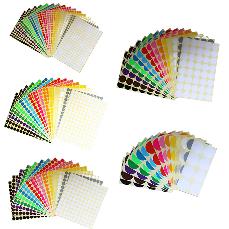 16 Sheets Round Dot Stickers Mixed Colours Self Adhesive